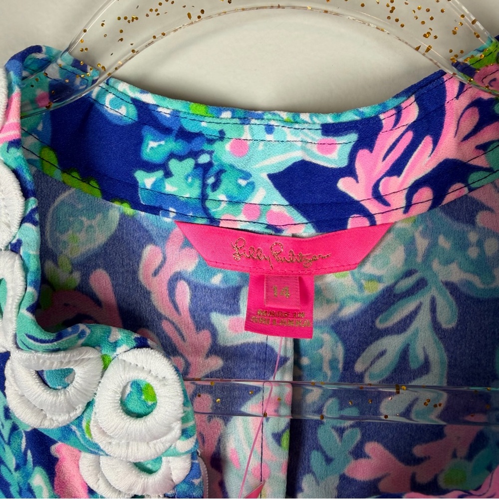 NWT Lilly Pulitzer Jane Shift Dress Turtle Villa CORSICA BLUE Size 14 Beach - Picture 8 of 14